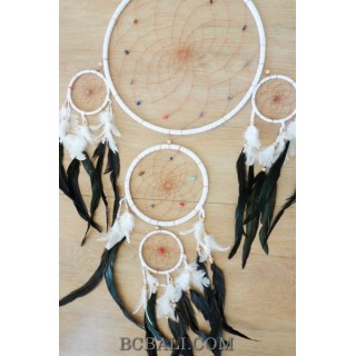 wind chimes dream catcher 5circle pendant feather bali handmade